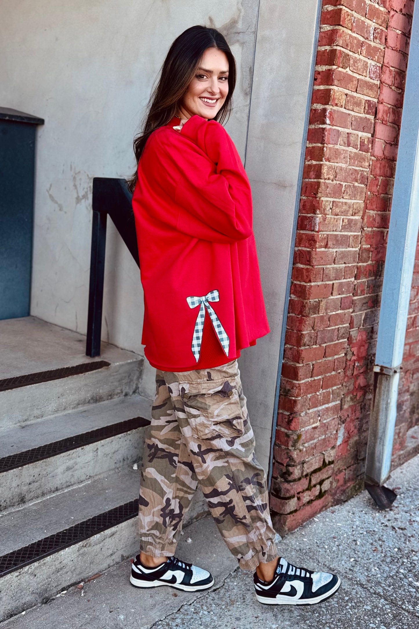 Split-Side Bow Trojan Baseball Fleece Crew Sweatshirt