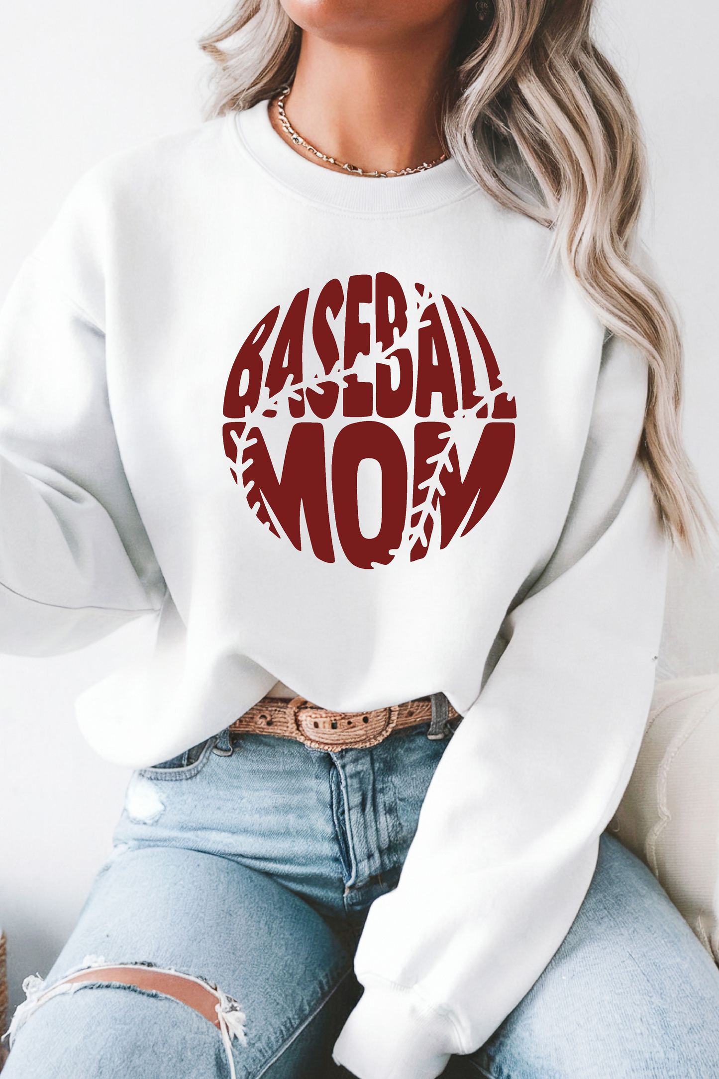 Baseball Mom Fleece Crew Sweatshirt