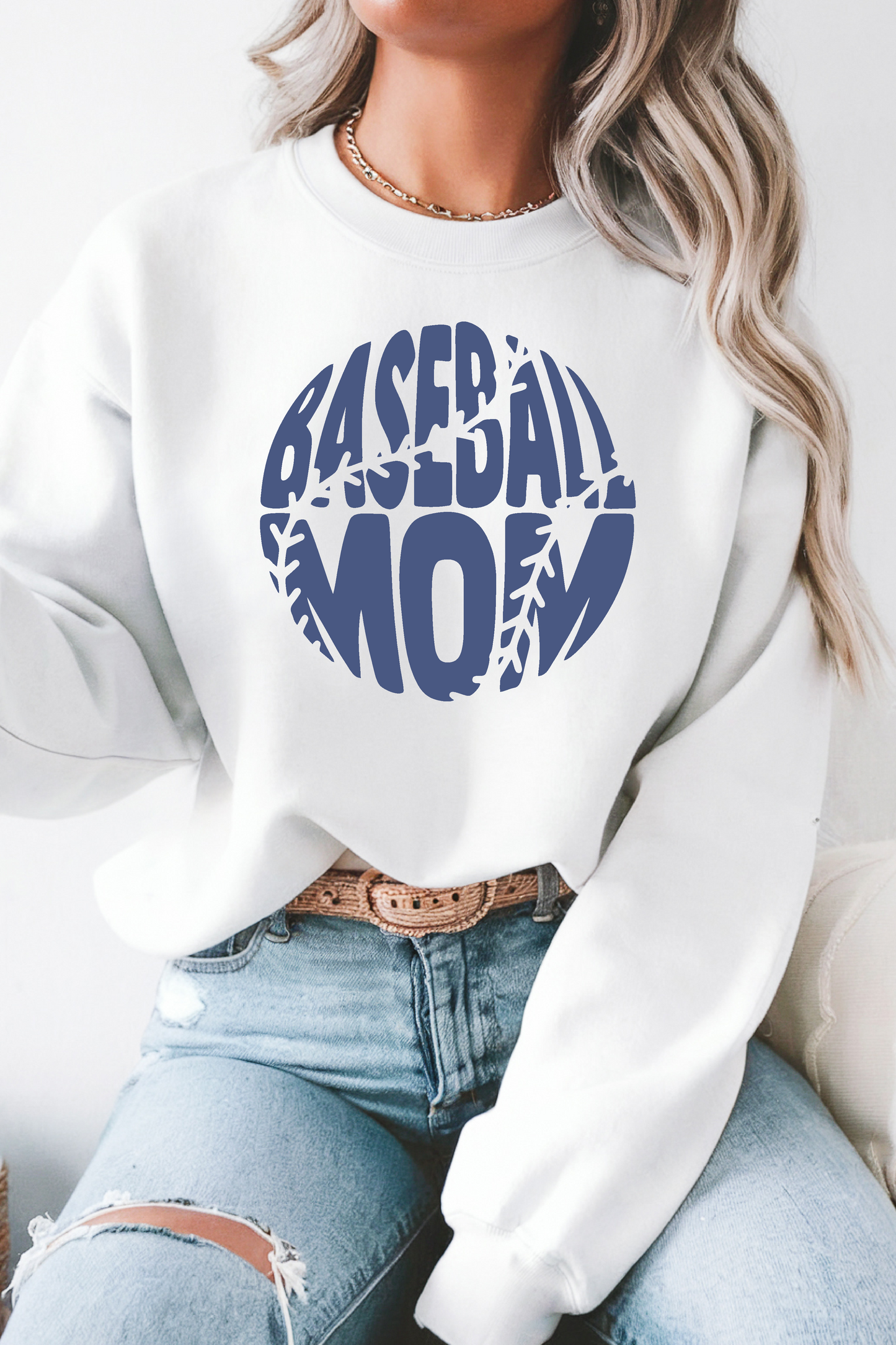 Baseball Mom Fleece Crew Sweatshirt