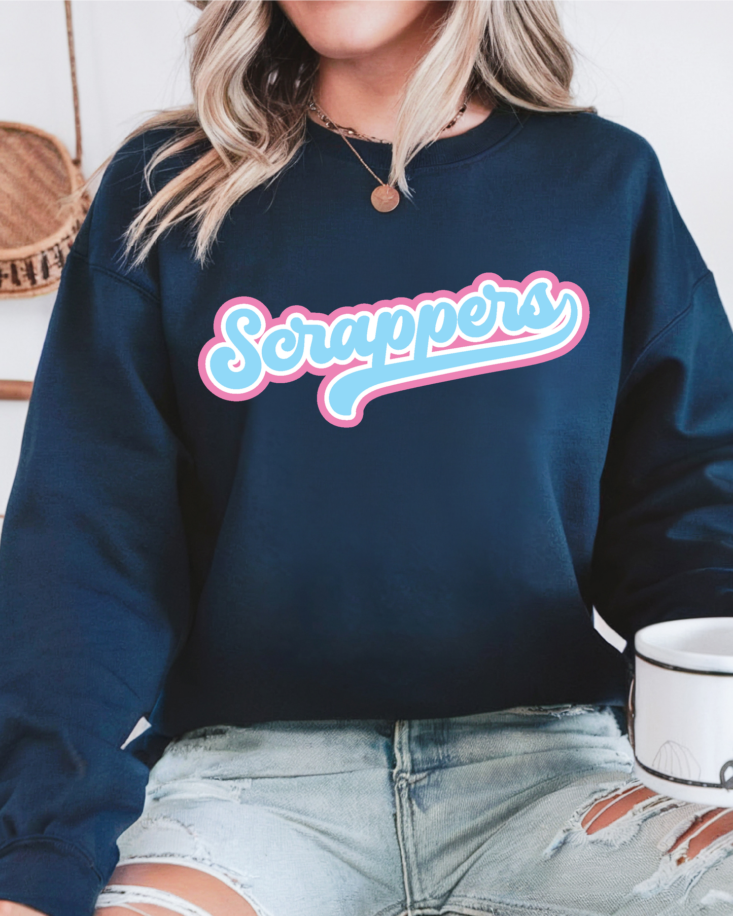 Fleece Crew Sweatshirt Scrappers Retro