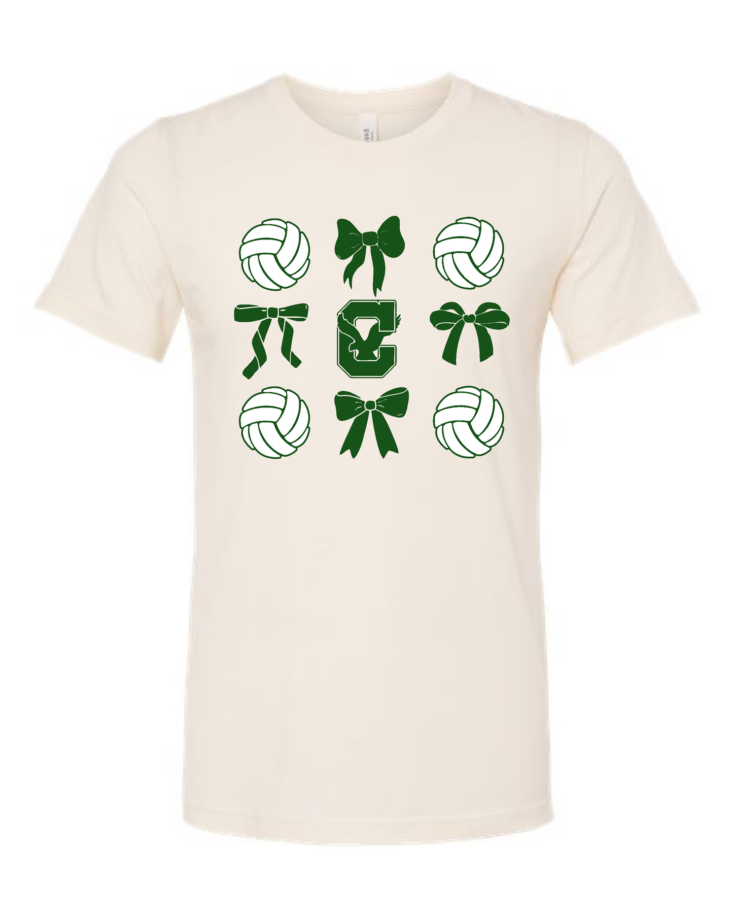 Youth Covenant Volleyball T-Shirt with Bows- Natural