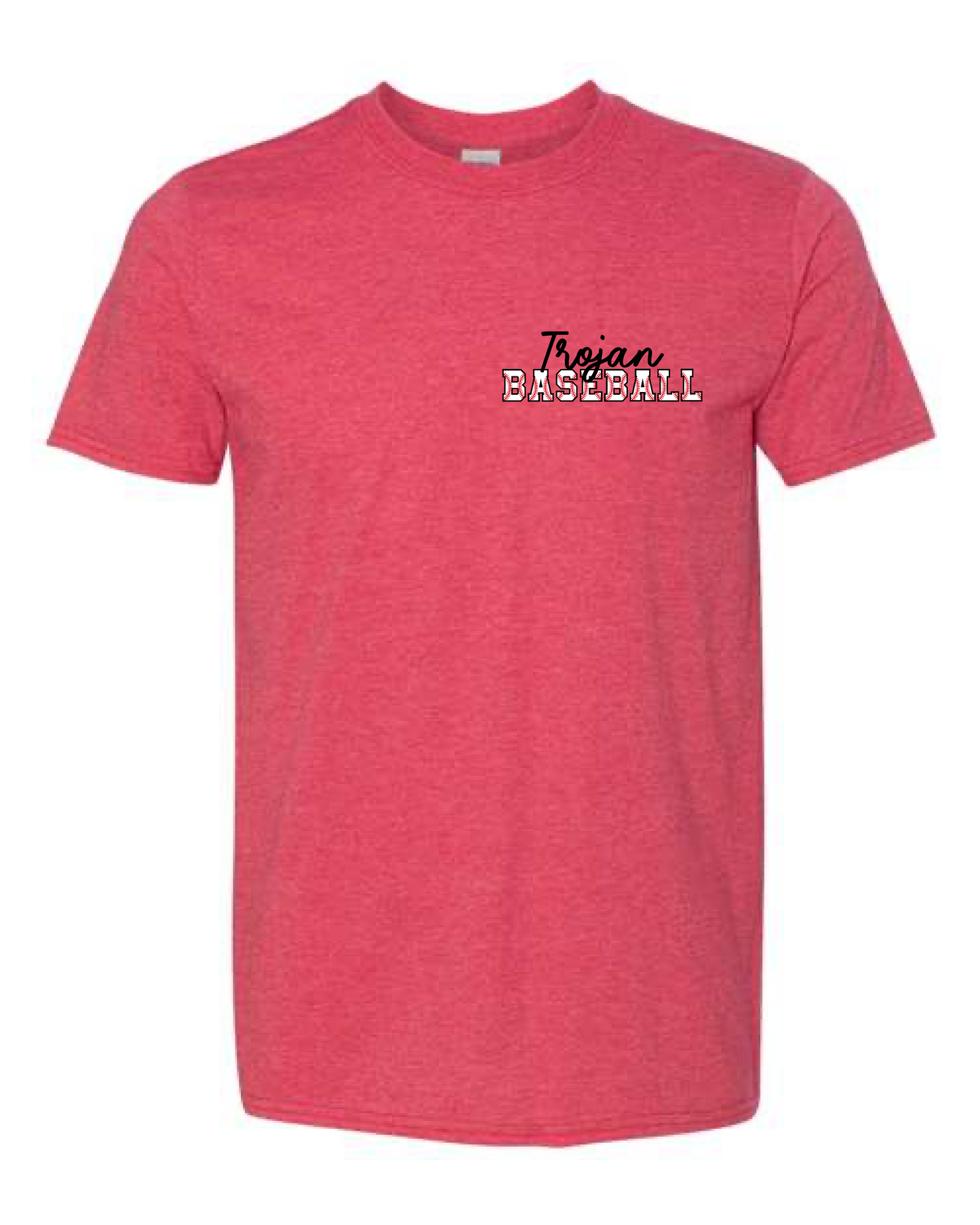 Trojan Baseball Adult Softstyle T-Shirt with Numbers On Back