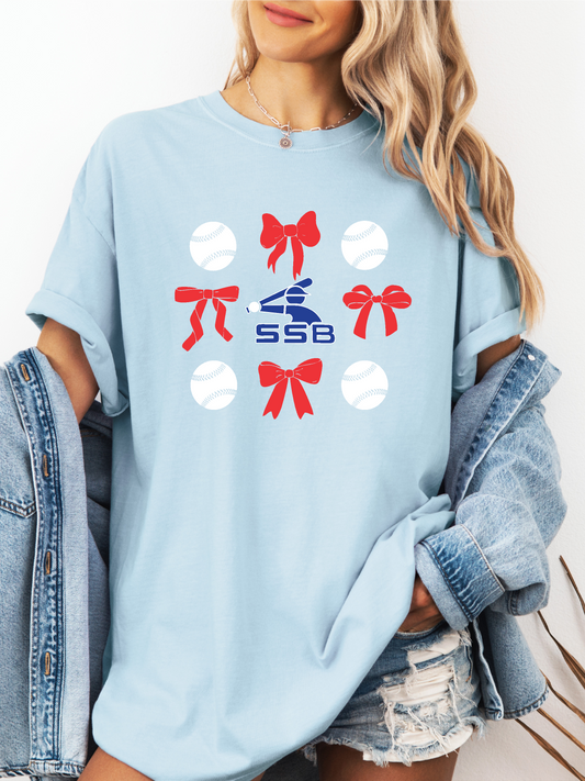 Swampers Baseball Bow Comfort Color Tee-SS9