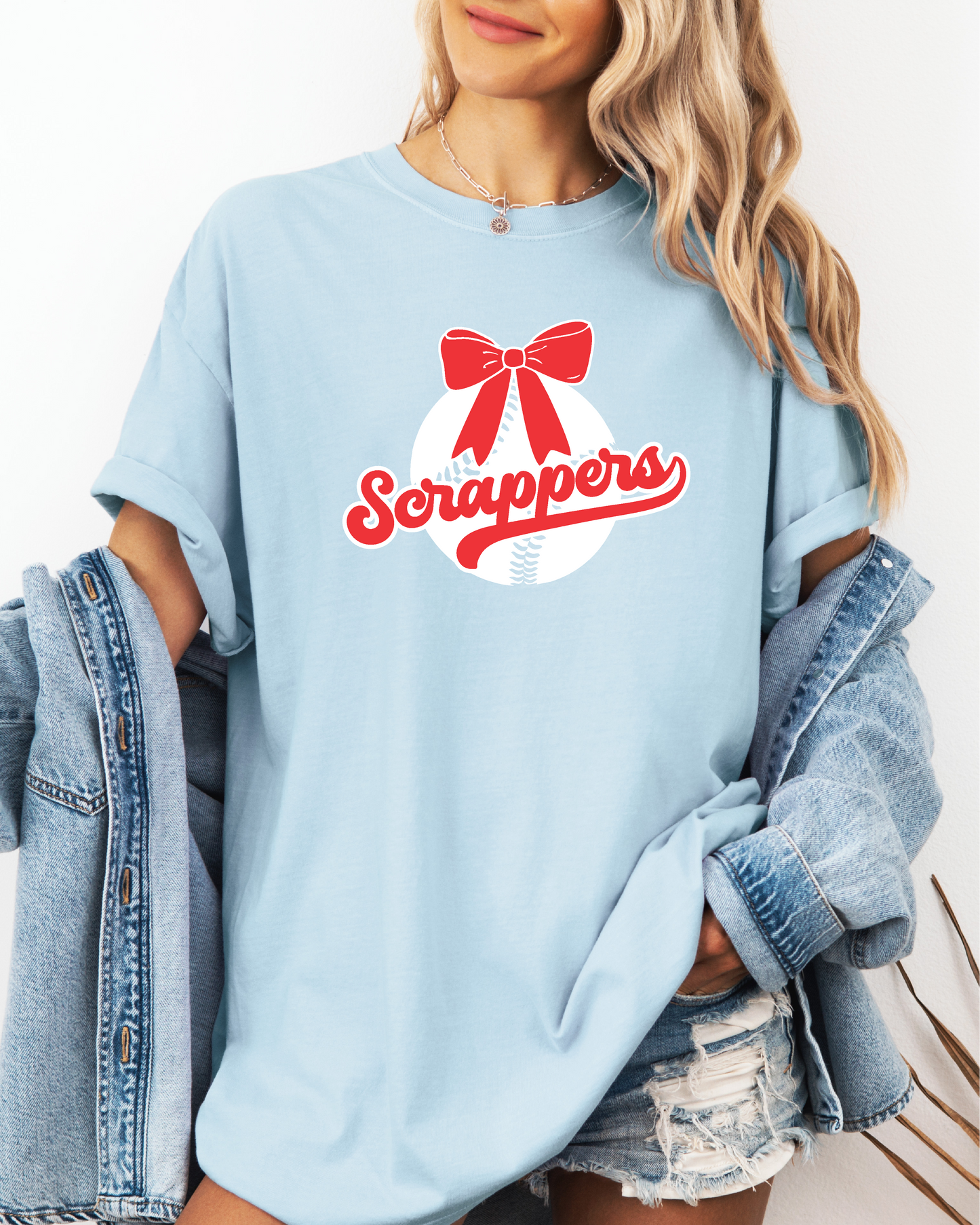 Scrappers Baseball Bow Comfort Color Tee
